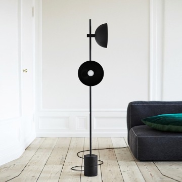 SK-4929 Copertina rotonda nera minimalista a 2 teste E27 Floor Lamp