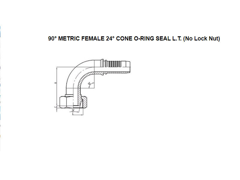90° Metric O-Ring Female 24° Cone L.T. 20491-T