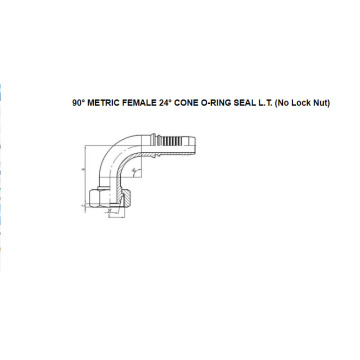 90° Metric O-Ring Female 24° Cone L.T. 20491-T