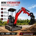 2Ton Red Canopy Mini Excavator المطاط المسار العمل