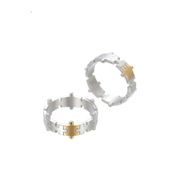 Irregular Custom Jewelry Manufacturers: Yiwu Aceon Stainless Steel Gold Silver Lover Couple Sign Puzzle Jigsaw Ring
