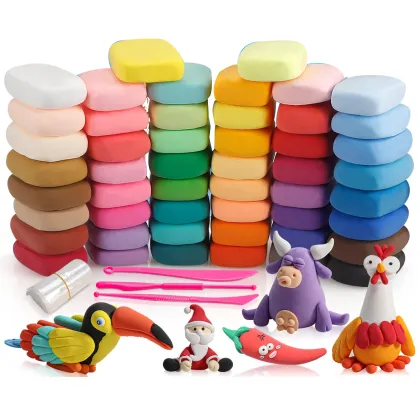 24 Colors Air Dry Clay, Slime, Playdough, Modeling Clay, Plasticine, and Polymer Clay for Kids