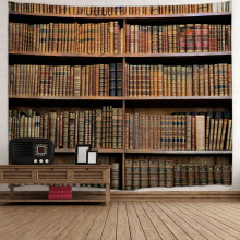 Bücherregal Hintergrund Tapisserie Vintage Bookrack Bibliothek Wandbehang College Study Room Tapisserien Wandkunst für Schlafzimmer Wohnzimmer