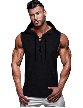 Summer Men's Casual Hooded Solid Cotton Vest Sleeveless Youth