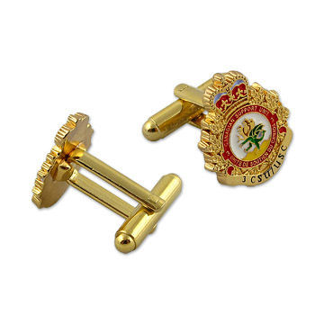 Gold Plating Cuff Links with Printed Logo, OEM Orders Welcomed