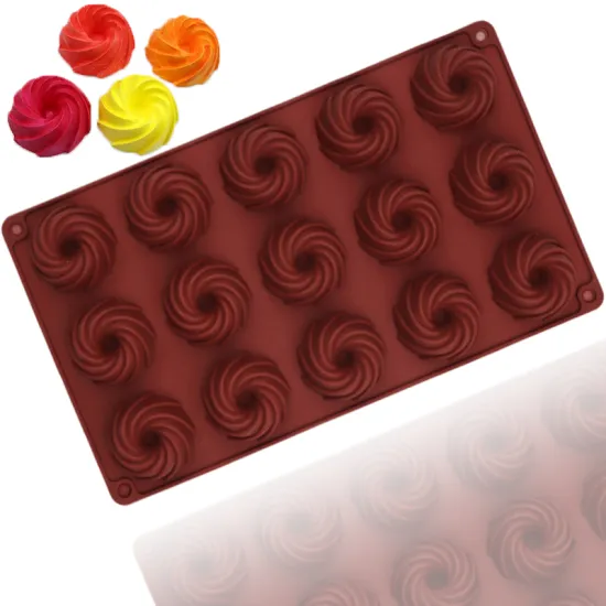 1202 15 Cavity Vortex Cake Silicone Mold: Kitchen Supplies, Tools, and Multi-Purpose Silicone Forms