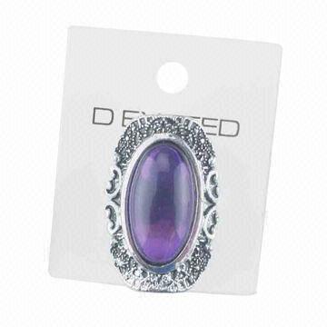 Fashion Amethyst Big Resin Stone Cocktail Ring, Available in Various Designs