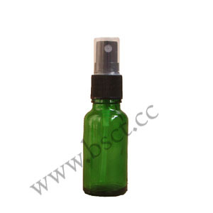 20ml Green glass spray bottle with black mist sprayer