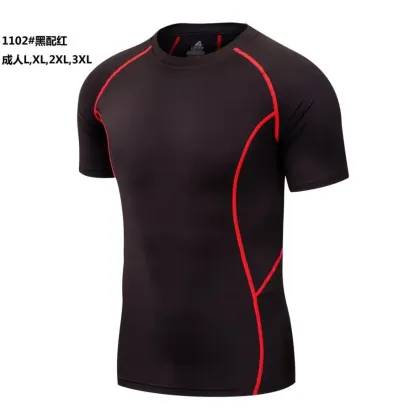 2016 Blank Fitness Short Sleeve O Neck Plain sportswear Fitness Shirt Fitness clothes with size chart