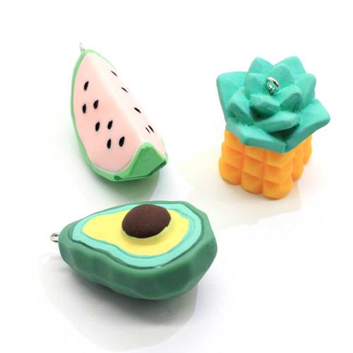 Hot sale Pineapple Watermelon Avocado Vegetable Shaped Cute Resin Cabochon Flat back Beads Handmade Craft Decor Beads