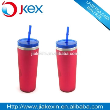 double wall screw cup mug with straw