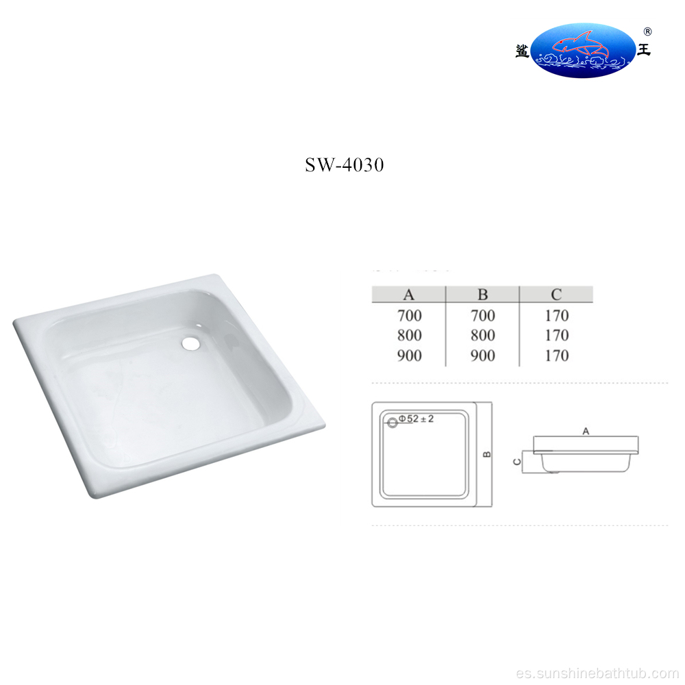 Base de ducha de hierro fundido de hierro fundido de 800x800 porcelana esmalte de hierro fundido