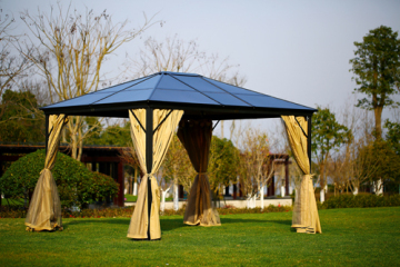 ลานกลางแจ้งใช้ Aluminm Rome Gazebo Tent สำหรับขายพร้อมกำแพงด้านข้าง