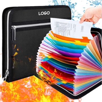 Fireproof Waterproof Accordion File Folder Organizer with Color Labels