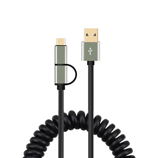 Micro Type-C Charging Spring PVC USB Cable