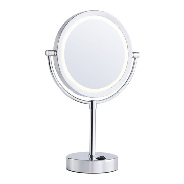 Two-sided battery vanity mirror with light