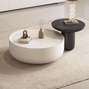 Mobili di lusso minimalisti italiani: telaio in acciaio inossidabile e tavolini da caffè in marmo di fascia alta - Il set comprende opzioni rotonde grandi e piccole