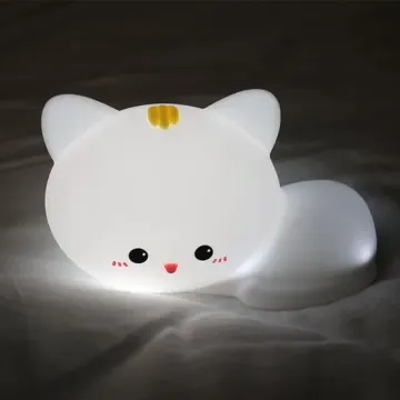 Silicone Cat Night Light - Lámpara de sensor táctil adorable para niños