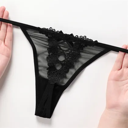 Sexy Slim Yoga T-Thongs for Girls - Large Cotton Crotch T Pants with Lace Temptation
