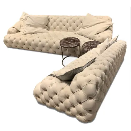 Customized Post Modern Italian Leather Edward Sofa Set
