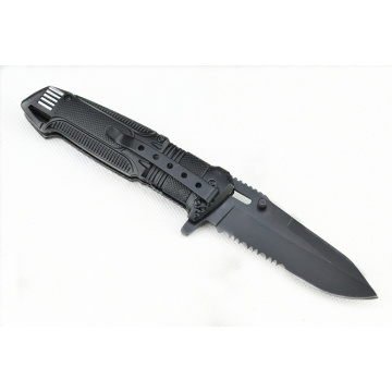 Black Tactical Pocket Knife with LED Light