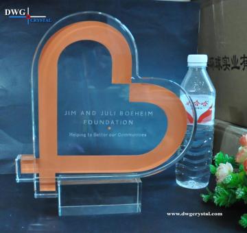 Heart Shape Crystal Trophies Plaque For Wedding Anniversary Souvenir