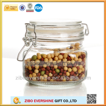 clear glass jar food storage container storage with hige screw sealing cap