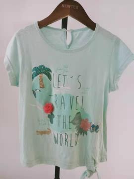 casual cotton knit front print girls top