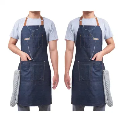 Amazon Bestsellers 2-Pack Blue Unisex Adjustable Bib Family Chef Kitchen BBQ Apron