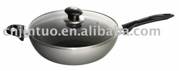 Jintuo aluminum non-stick wok with glass lid