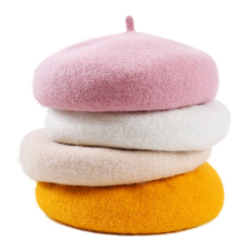 Wool Beret French Artist Style Warm Winter Beanie - Retro Solid Color Elegant Lady Hat