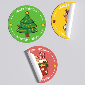 2024 Nuovo adesivo round di buon Natale personalizzato per sigillazione regalo