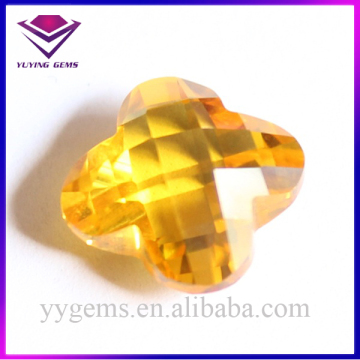 Beautiful Plum Flower Shape Synthetic Cubic Zirconia Loose Golden Yellow Faceted CZ Gemstone