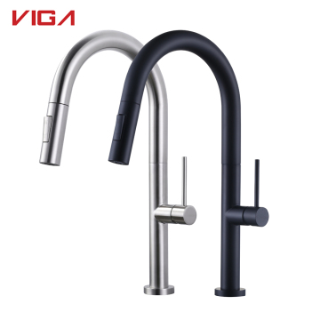 Deck Mounted Kitchen Sink Faucet with Pull-Out Flexible Hose