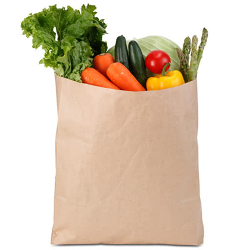 Flat Grocery Use Kraft Paper Shopping Bag for Vegetables and Fruits