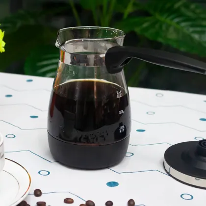 Cordless Electric 600W Borosilicate Glass Turkish Coffee Maker Pour Over Coffee Pot