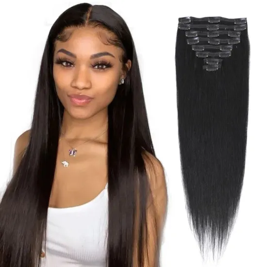 MYZYR Clip In Human Hair Extensions Machine Made Remy Straight HairBlonde Brown Natural Color Hair Brazilian Hair