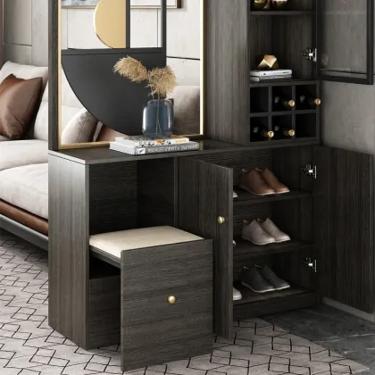 Modern Wooden Shoes Entrance Cabinet for Living Room