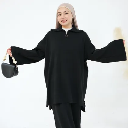 PROMISTAR Autumn Winter Middle Eastern Thickened Knitted Loose Sweater Skirt Modest Suit