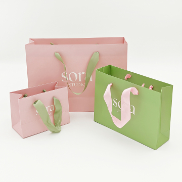 Bulk Custom Eco-Friendly Cardboard Cake Bags with Handles and Ribbon