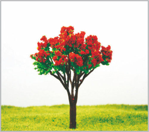12cm Handmade Red Architectural Plastic Miniature Model Trees