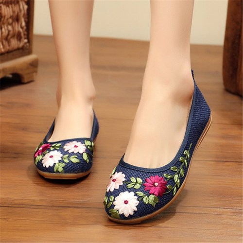 Flower Shoes Embroidery flag National Handmade