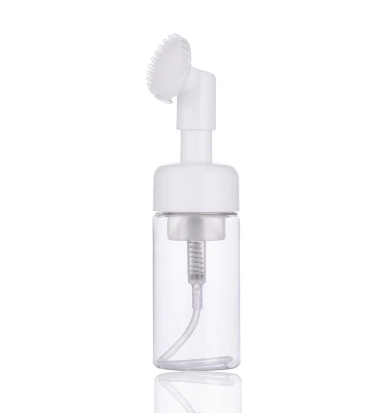 Clear white pet plastic mousse bottle with silicone