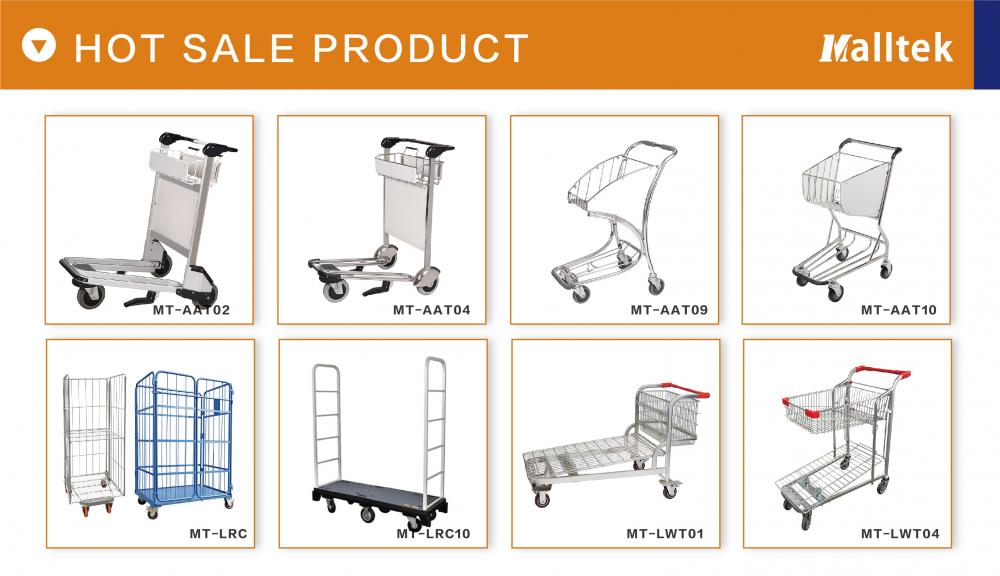 Load 250KG Stainless Steel Airport Trolley With Brakes