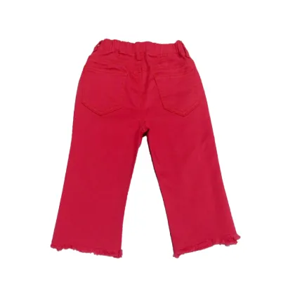 Kid clothing denim trousers hole design ripped girls red jeans children wears