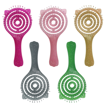Salun Kanak -kanak Kustom Borong Detangling Vented Glitter Cat Shape Hair Brush