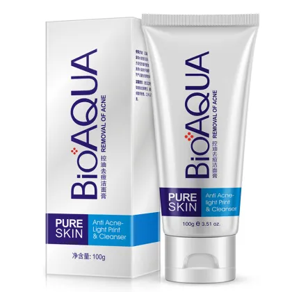 BIOAQUA Oil Control Acne Cleansing Cream - Deep Cleansing Facial Cleanser for Men and Women (100g)