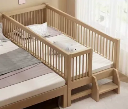Modern Spliced Solid Wood Bed for Children - Large Size