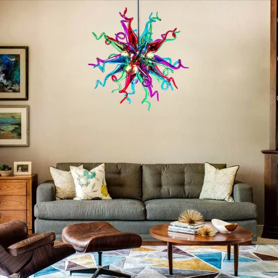 Chihuly Inspired Murano Glass Multi-Color Chandelier for Living Room and Bedroom