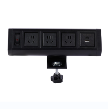 Black and Silver 5-Way Plug-In Desktop Socket, Clamp-On Tabletop Socket & Office Power Socket Box: Stylish and Functional Power Solutions
